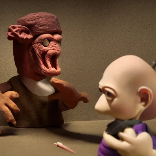 Prompt: claymation oedipus rex, photo, detailed, 4k