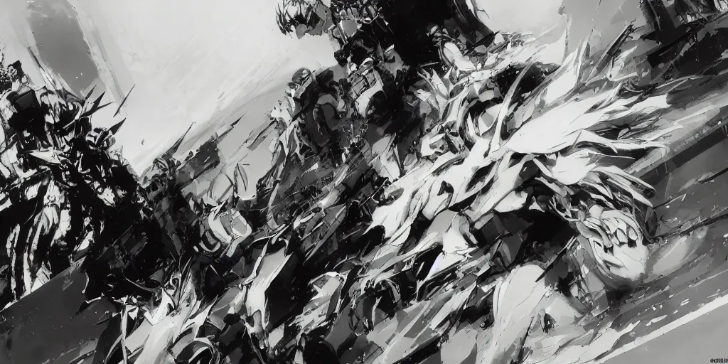 Image similar to concept art of pop star concert by yoji shinkawa and ashley wood and j. m. w. turner, speed painting, photo bash, cinematic angle, super detailing, monochrome, strong perspective