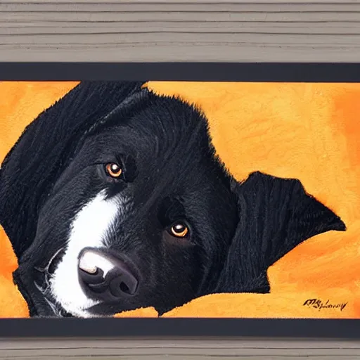 Image similar to black colley dog, poly art, high quality