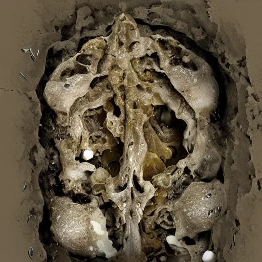 Image similar to the inside of a body in decomposition, the cells are breaching apart, micro world.