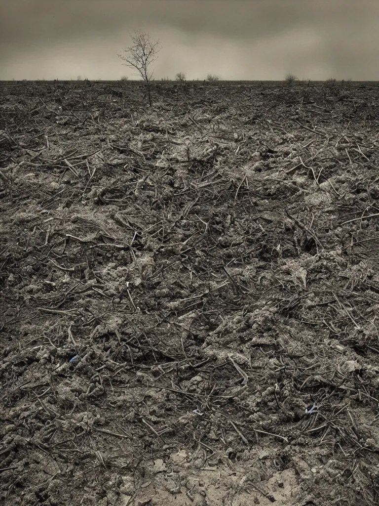 Image similar to award - winning photo of nuclear aftermath, earthy colors, eerie, by geert goiris