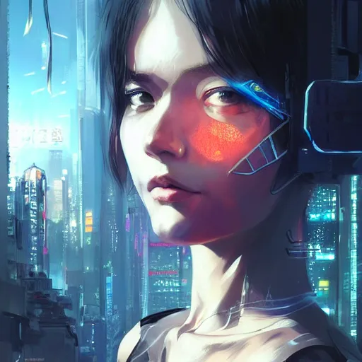 Image similar to ultra realistic beautiful cyberpunk kowloon techno art, beautiful alluring anime teen, art by wlop and artgerm and greg rutkowski, ilya kuvshinov, yoji shinkawa, intricate, elegant, sharp focus, illustration, highly detailed, concept art, matte, trending on artstation, anime, beautiful sunlight and shadows