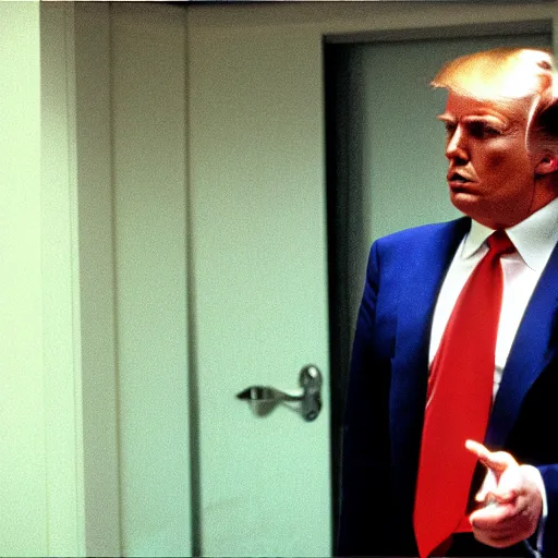 Prompt: photo of donald trump as Patrick Bateman in American Psycho movie cinestill, 800t, 35mm, full-HD