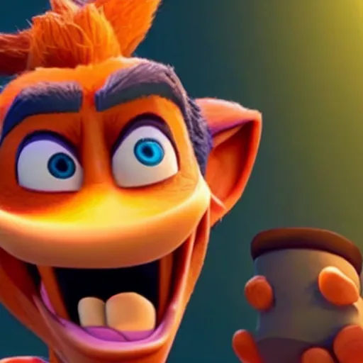 Prompt: gameplay footage of actor benedict cumberbatch as playable crash bandicoot team racing character