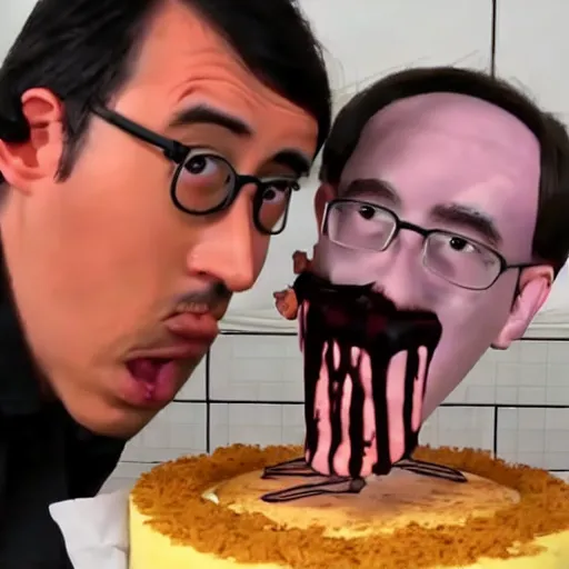 Image similar to a filthy frank and g-man is making human cake, photorealistic, 4K, HD, 24K