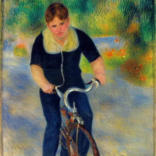 Prompt: jonas vingegaard on his bike art by renoir.