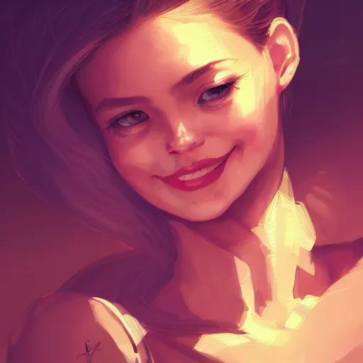 Prompt: an insanely detailed portrait of a smiling beautiful woman looking at you on the couch, in the style of peter mohrbacher, artgerm, dramatic lighting and composition, octane render, trending on artstation, concept art 8 k