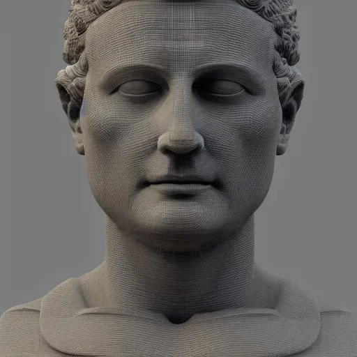 Prompt: a 3 d render of the head of the marble statue of david, in the style of michelangelo