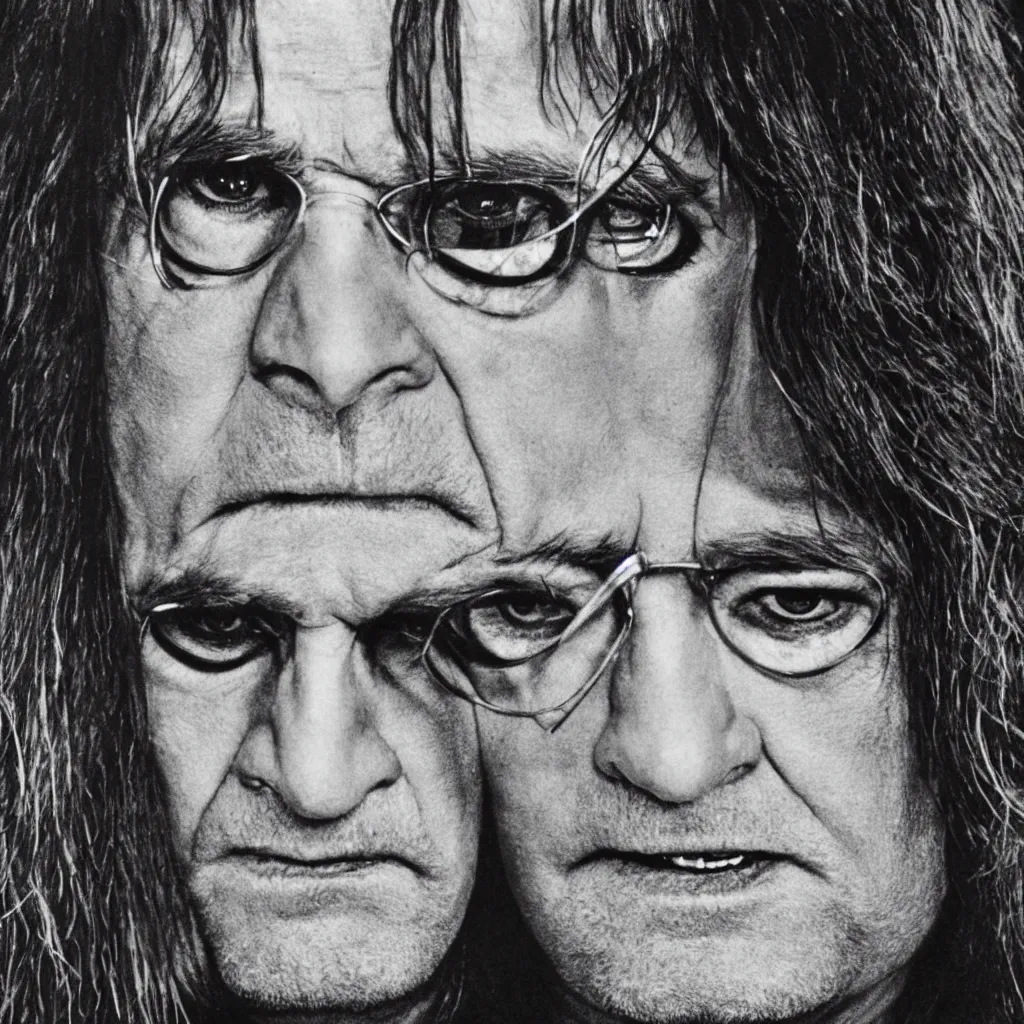 Prompt: close up of ozzy ozbourne by annie Leibowitz, hyper realistic, sharp focus