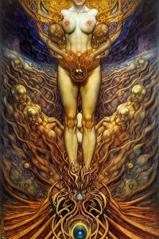 Image similar to Divine Chaos Engine by Karol Bak, Jean Delville, William Blake, Gustav Klimt, and Vincent Van Gogh, symbolist, visionary