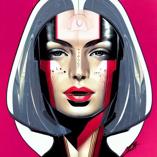 Image similar to portrait of a female android, by DC comics and Sandra Chevrier