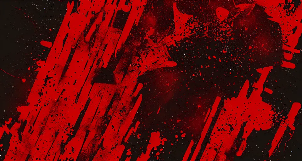 Prompt: category b film poster with huge trace of a shots in centre, seamless texture, several blood splatter on the sides, focus render, grainy tape, distortion, few details, illustrations, vhs effect, artstation