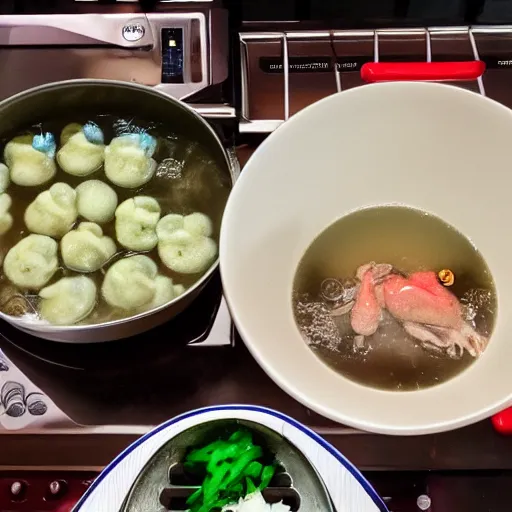 Image similar to conspiratorial toads cook chankonabe