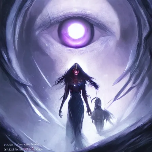 Image similar to violet eye of sauron by greg rutkowski