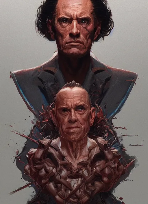 Prompt: portrait of Leland from Evil (2019), highly detailed, centered, solid color background, digital painting, artstation, concept art, smooth, sharp focus, illustration, Jason Edmiston, donato giancola, Joseph Christian Leyendecker, Les Edwards, Ed Repka, WLOP, Artgerm