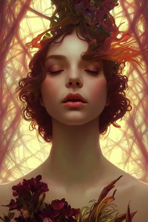 Image similar to eden creature from paradise fallen on earth, divine, irresistible , light ** , fantasy, portrait, sharp focus, intricate, elegant, digital painting, artstation, matte, highly detailed, concept art, illustration, ambient lighting, art by ilya kuvshinov, artgerm, Alphonse mucha, and Greg Rutkowski