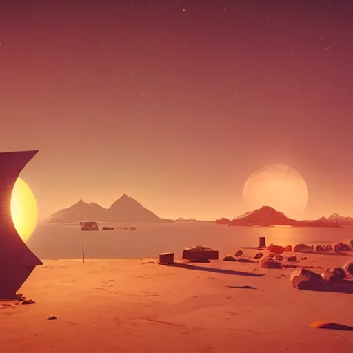 Image similar to hexagon sun shields floating above earth, unreal engine, digital art, solar eclipse, simon stalenhag