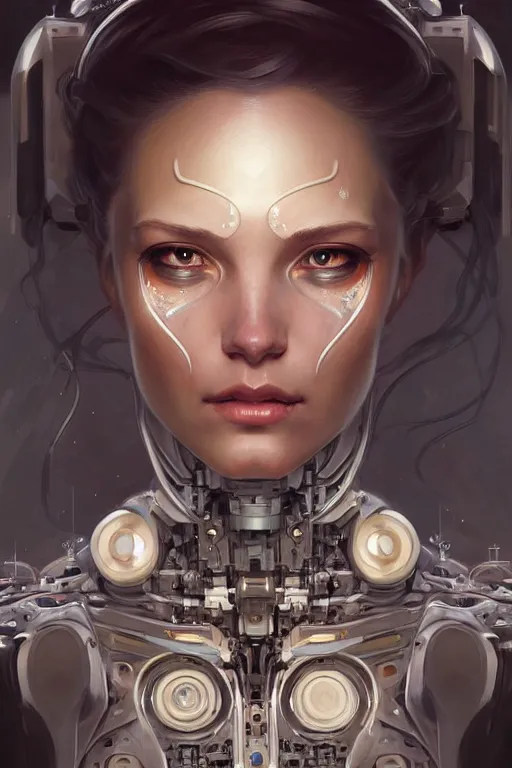 Image similar to beautiful crying! female mechanical android!, half portrait, intricate detailed environment, photorealistic!, intricate, elegant, highly detailed, digital painting, artstation, concept art, smooth, sharp focus, illustration, art by artgerm and greg rutkowski and alphonse mucha