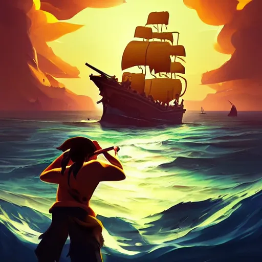 Image similar to painting treasure on sea of thieves game smooth median photoshop filter cutout vector, behance hd by jesper ejsing, by rhads, makoto shinkai and lois van baarle, ilya kuvshinov, rossdraws global illumination