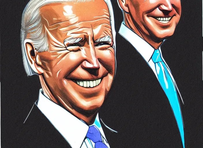 Prompt: joe biden illustration by mike ploog