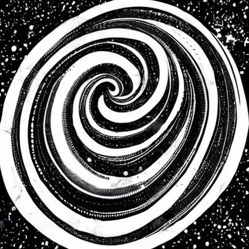 Prompt: black and white illustration creative design, spiral galaxy