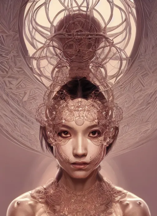 Image similar to symmetry!! sung hi lee, machine parts embedded into face, intricate, elegant, highly detailed, digital painting, artstation, concept art, smooth, sharp focus, illustration, art by artgerm and greg rutkowski and alphonse mucha, 8 k