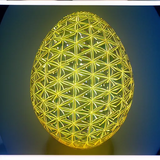 Prompt: portrait of a plasma energy tron dinosaur egg in the shape of a random geometric shape, made up of glowing electric plates and patterns. cinestill