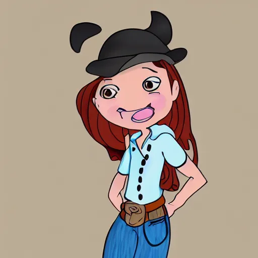Prompt: Cartoon cow girl