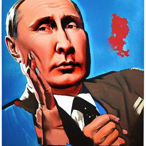 Prompt: photorealistic picture, by bob peak and alex ross, putin poster propaganda, gouache and wash paints, fine details, fine intricate, fine facial proportionate, fine body proportionate, fine fix broken line, fine fix duplicate line, fine environment proportionate, smooth focus, sharp details, bokeh, 4 k, fine 5 k details