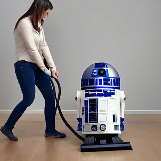 Image similar to r 2 d 2 industrial vacuum cleaner in use, 8 k,