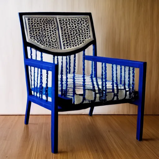 Image similar to a modern chair made from kimonos