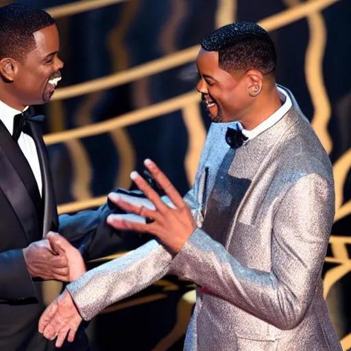 Prompt: chris rock slapping will smith at the oscars 2022