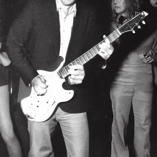 Image similar to jan hammer in a nightclub in florida playing guitar