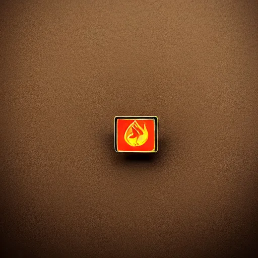 Image similar to a photo of a retro minimalistic clean fire warning enamel pin, studio lighting, behance