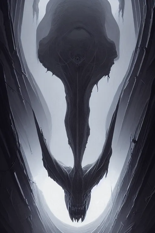 Prompt: professional concept art of a symmetrical ominous floating terrifying thing in a dark room by artgerm and greg rutkowski ( thin white border ). an intricate, elegant, highly detailed digital painting, concept art, smooth, sharp focus, illustration, in the style of cam sykes, wayne barlowe, igor kieryluk.