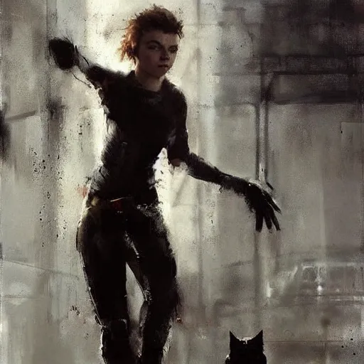 Prompt: camren bicondova as catwomen jeremy mann painting