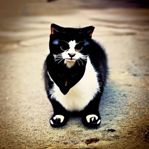 Image similar to a feline penguin - cat - hybrid, animal photography