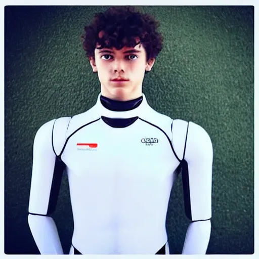 Image similar to “a realistic detailed photo of a guy who is an attractive humanoid who is half robot and half humanoid, who is a male android, Lando Norris, shiny skin, posing like a statue, blank stare”