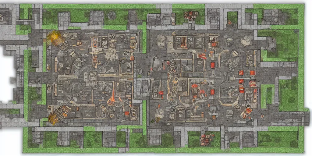 Prompt: small architectural floor plan gears of war map, symmetrical outpost, circular generator nuclear reactor, colourful