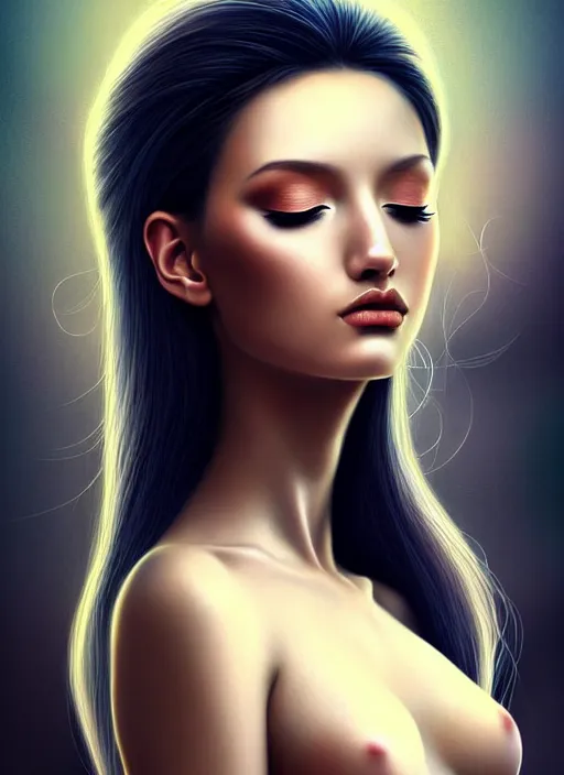 Image similar to difference between realityand dream, aesthetic, fine art, intricate, elegant, highly detailed, realistic hair, centered, digital painting, art station, conceptual art, soft, sharp focus, illustration, artwork, artgerm, salvador dali