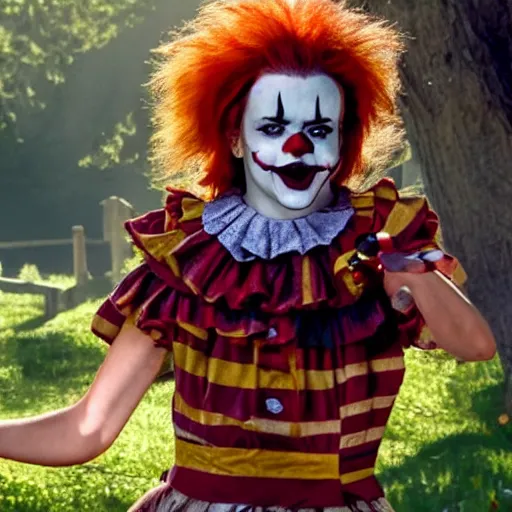 Prompt: Emma watson starring as scary clown from it