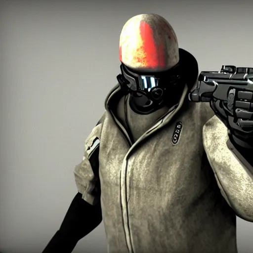 Image similar to Metrocop from Half-Life 2, armed with a USP pistol