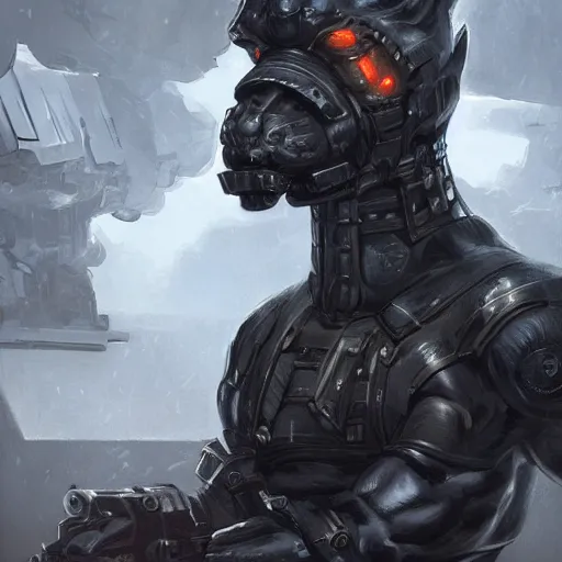 Prompt: splash art of a black - coated anthropomorphic horse supersoldier with an exaggeratedly buff physique in a research facility wearing a combat kevlar outfit, highly detailed, furry, furaffinity, digital painting, artstation, illustration, art by artgerm, greg rutkowski, wlop