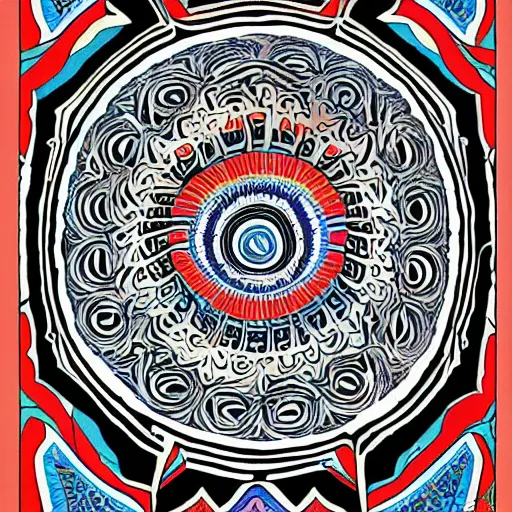 Prompt: Fillmore concert poster for The Bozone April 20, 1969 by Victor Moscoso and S. Clay Wilson, psychedelic, intricate paisley filigree Bozo the clown. red clown nose, mandala, day-glo colors, flowing lettering