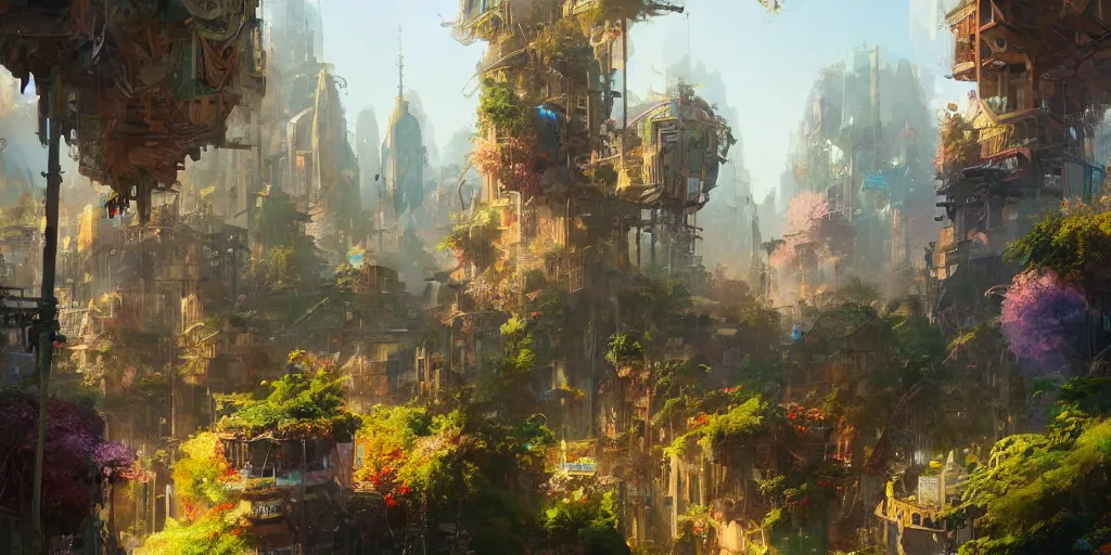 Solarpunk- Welcome to the club  Fantasy landscape, City painting