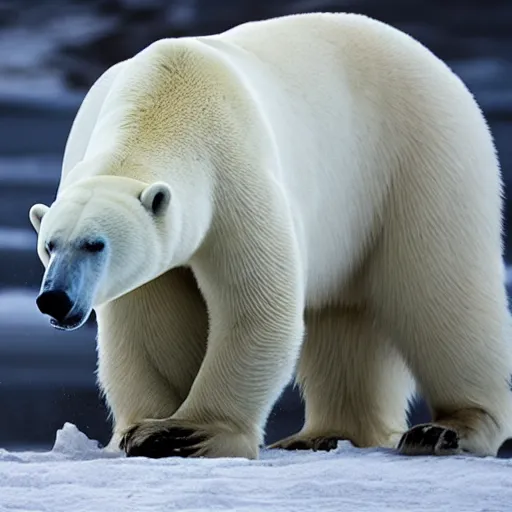 Image similar to photo of a polar bear drinking tea, highly detailed