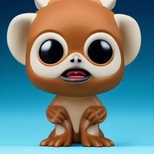 Image similar to gizmo the mogwai brown - white fur, big droopy ears big lips big shiny eyes funko pop