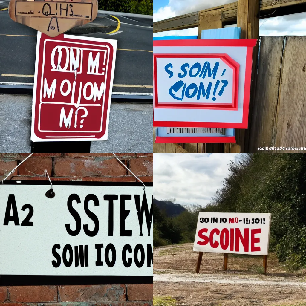 Prompt: a sign that says !soon! - s 20