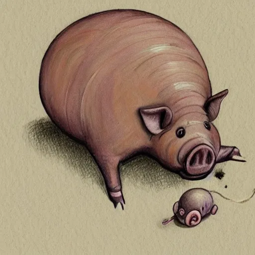 Image similar to a beautiful draw of a pig and a snail, artstation