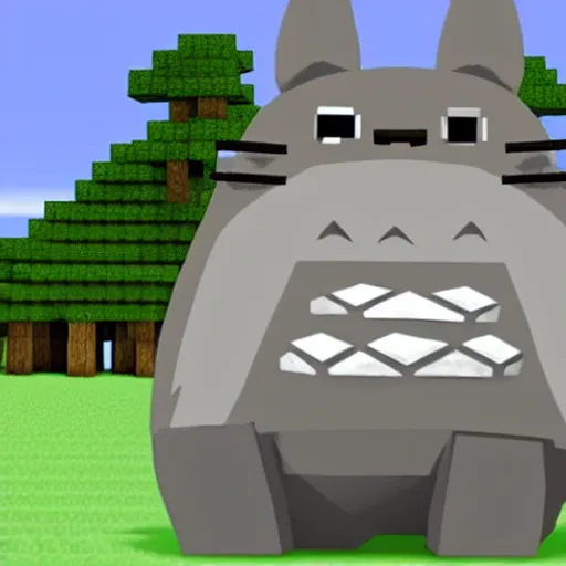 Image similar to totoro as a character in minecraft